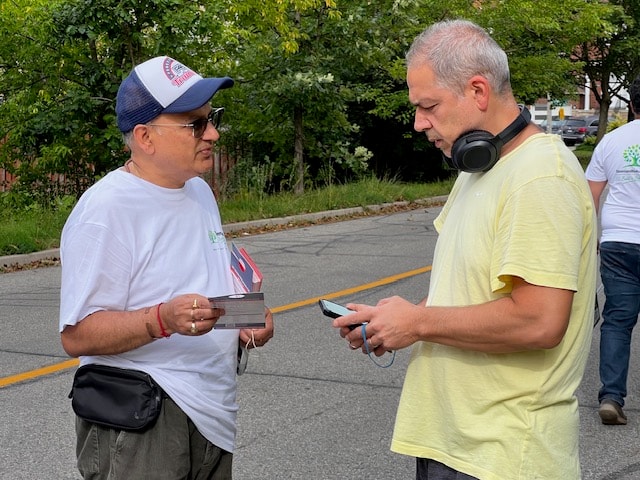One-on-one conversation with a Vaughan resident during canvassing